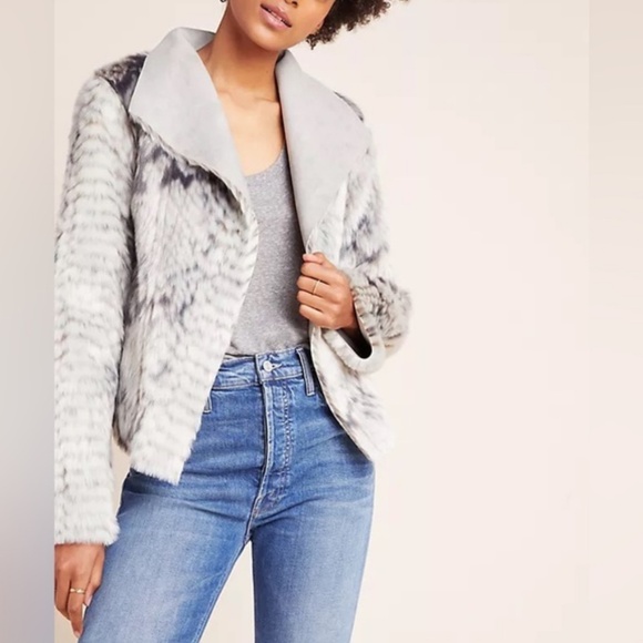 NEW WITH TAGS Anthropologie Marrakech Faux Fur Moto Reversible Jacket Sz M - Picture 4 of 11